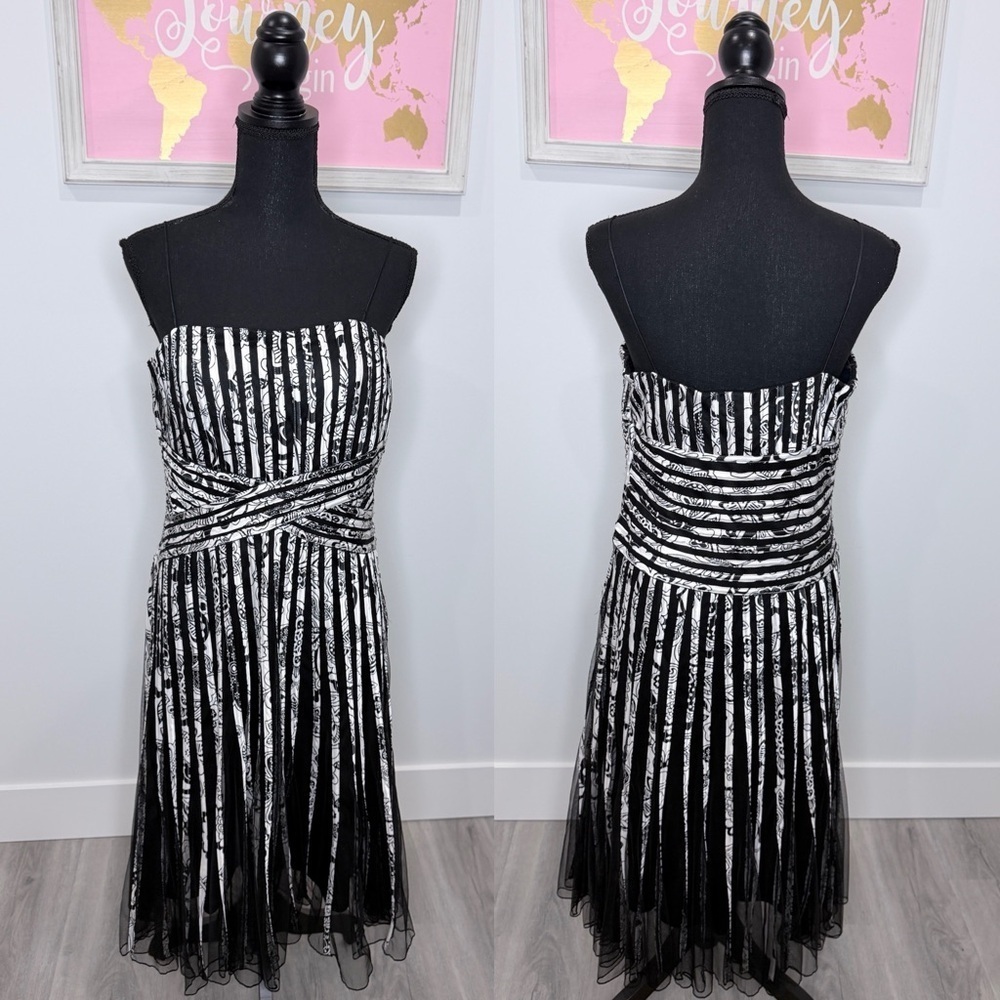 Cartise Thin Straps Black & White Midi Dress